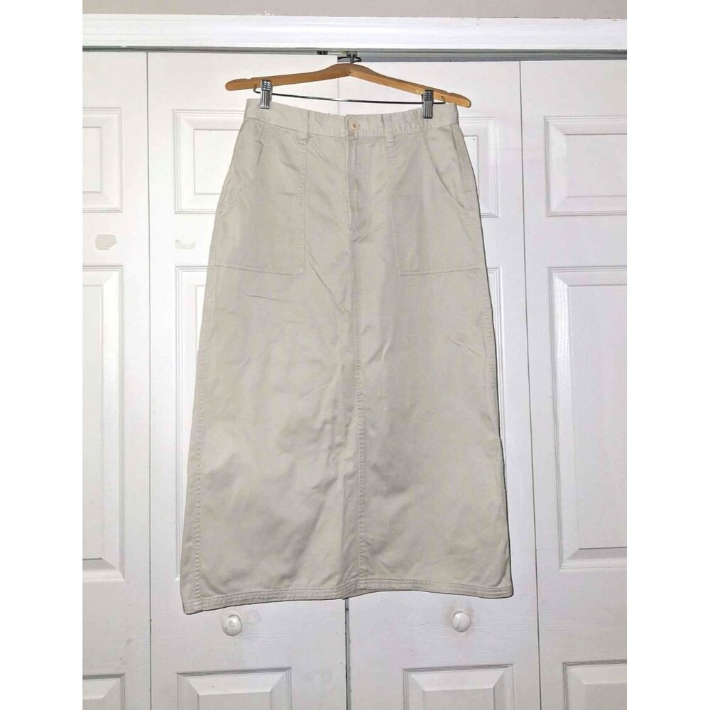 Cabela's Tan Khaki Midi Skirt Sz 10 Long Granola Casual Minimalist Modest Casual